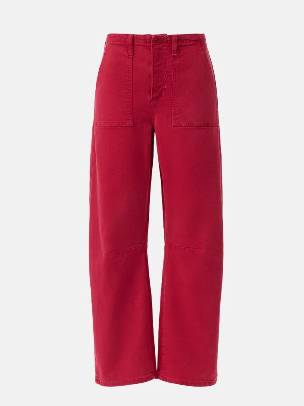 LE JEAN Utility Soft Barrel Mid Rise Jeans in Red